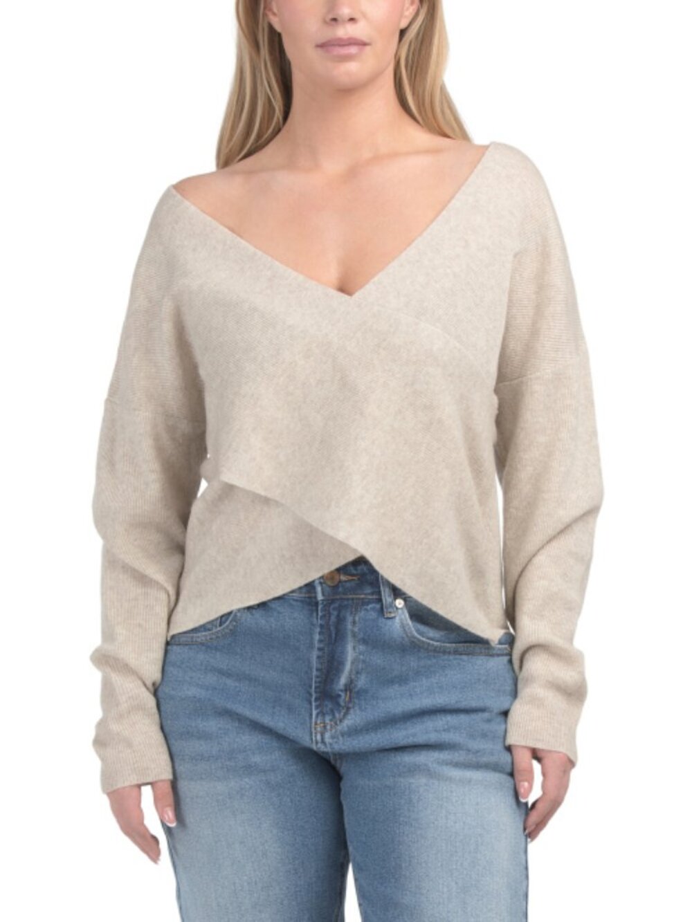 SCOTT AND SCOTT LONDON Merino Wool And Cashmere Blend Cross Over Boyfriend Ribbe